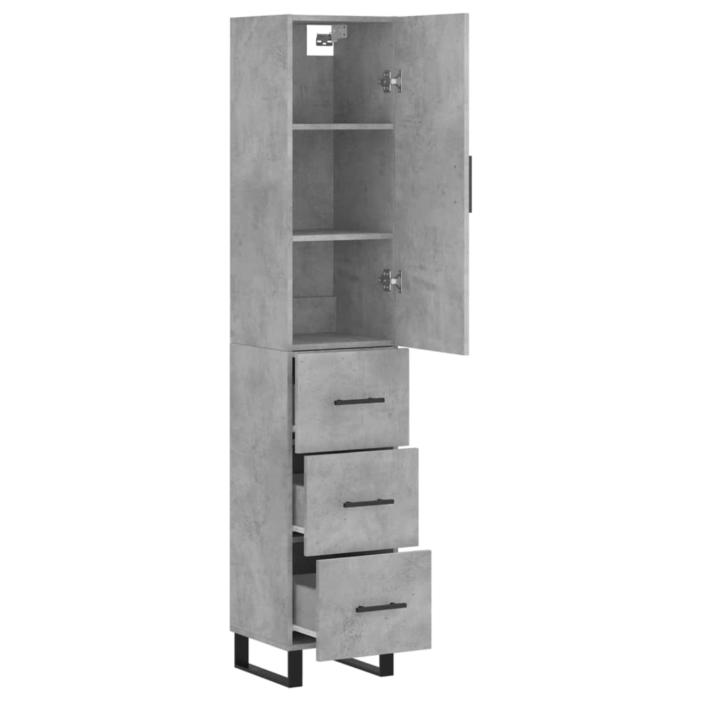 Highboard Concrete Grey 34.5x34x180 cm Engineered Wood