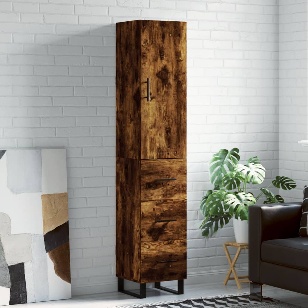 Highboard Smoked Oak 34.5x34x180 cm Engineered Wood
