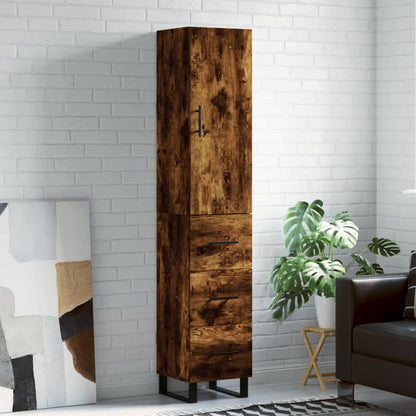 Highboard Smoked Oak 34.5x34x180 cm Engineered Wood
