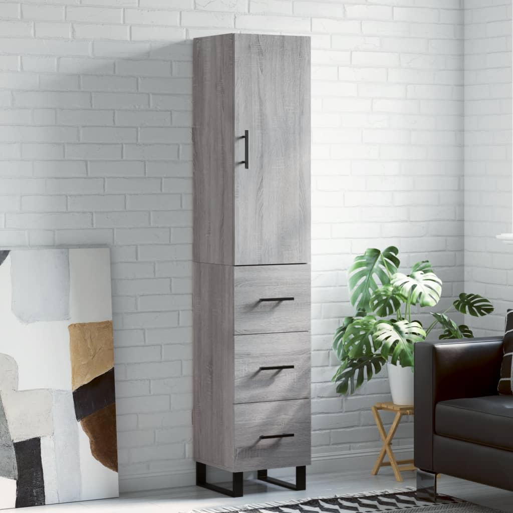 Highboard Grey Sonoma 34.5x34x180 cm Engineered Wood