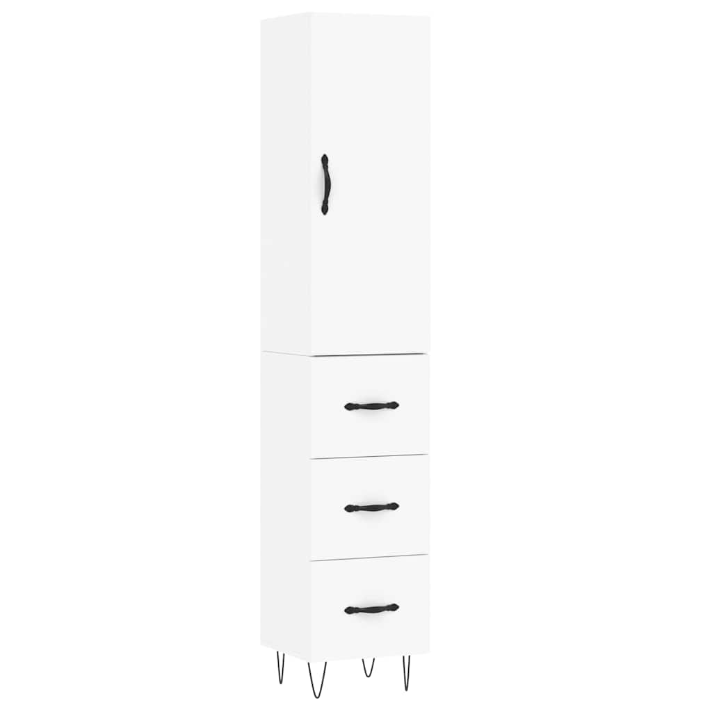Highboard White 34.5x34x180 cm Engineered Wood