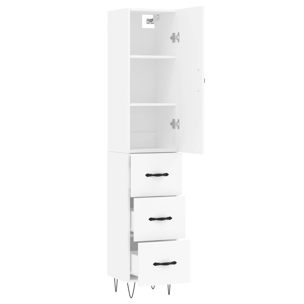 Highboard White 34.5x34x180 cm Engineered Wood