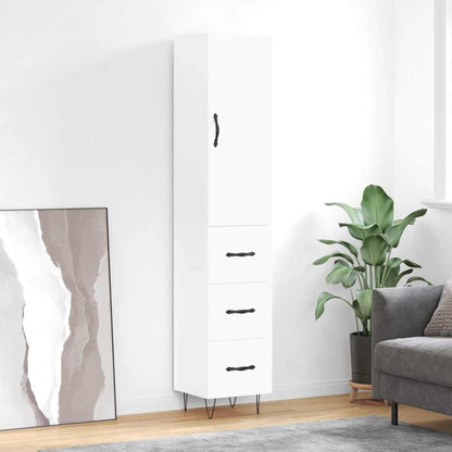 Highboard White 34.5x34x180 cm Engineered Wood