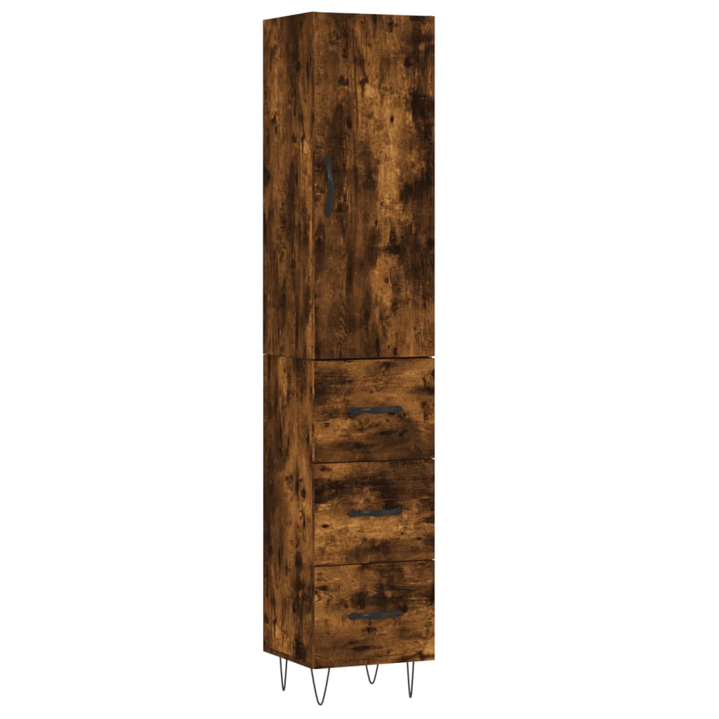 Highboard Smoked Oak 34.5x34x180 cm Engineered Wood