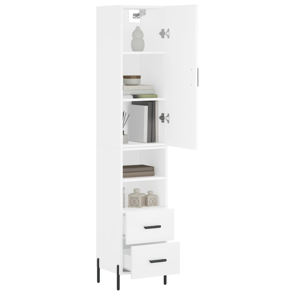 Highboard White 34,5x34x180 cm Engineered Wood