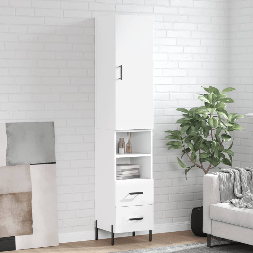 Highboard White 34,5x34x180 cm Engineered Wood