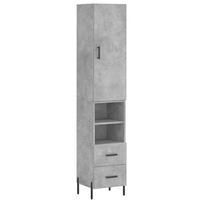Highboard Concrete Grey 34,5x34x180 cm Engineered Wood
