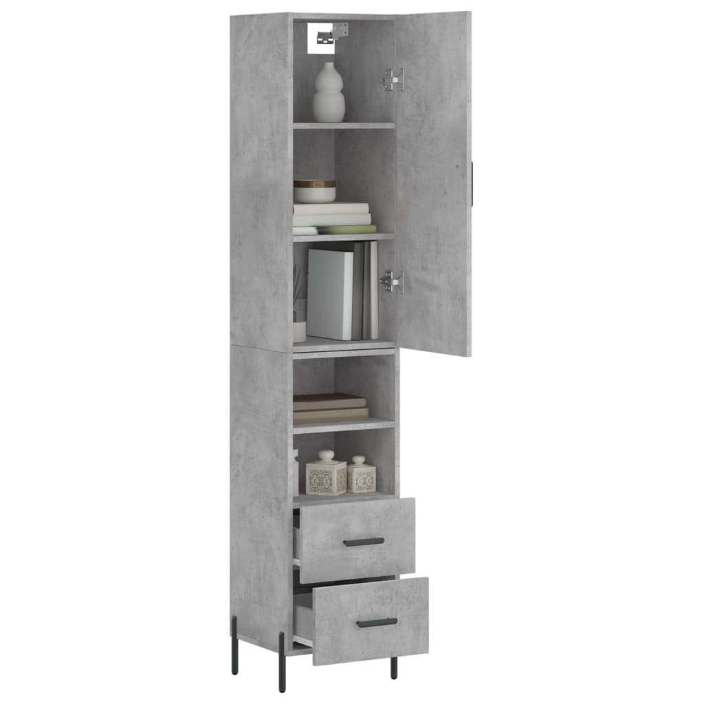 Highboard Concrete Grey 34,5x34x180 cm Engineered Wood