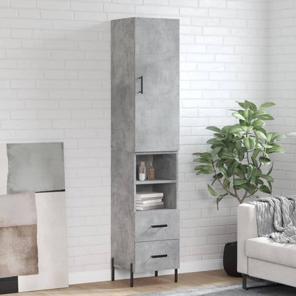 Highboard Concrete Grey 34,5x34x180 cm Engineered Wood