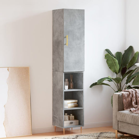 Highboard Concrete Grey 34.5x34x180 cm Engineered Wood
