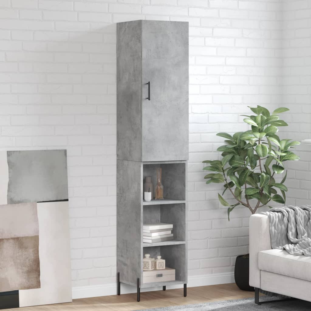 Highboard Concrete Grey 34,5x34x180 cm Engineered Wood