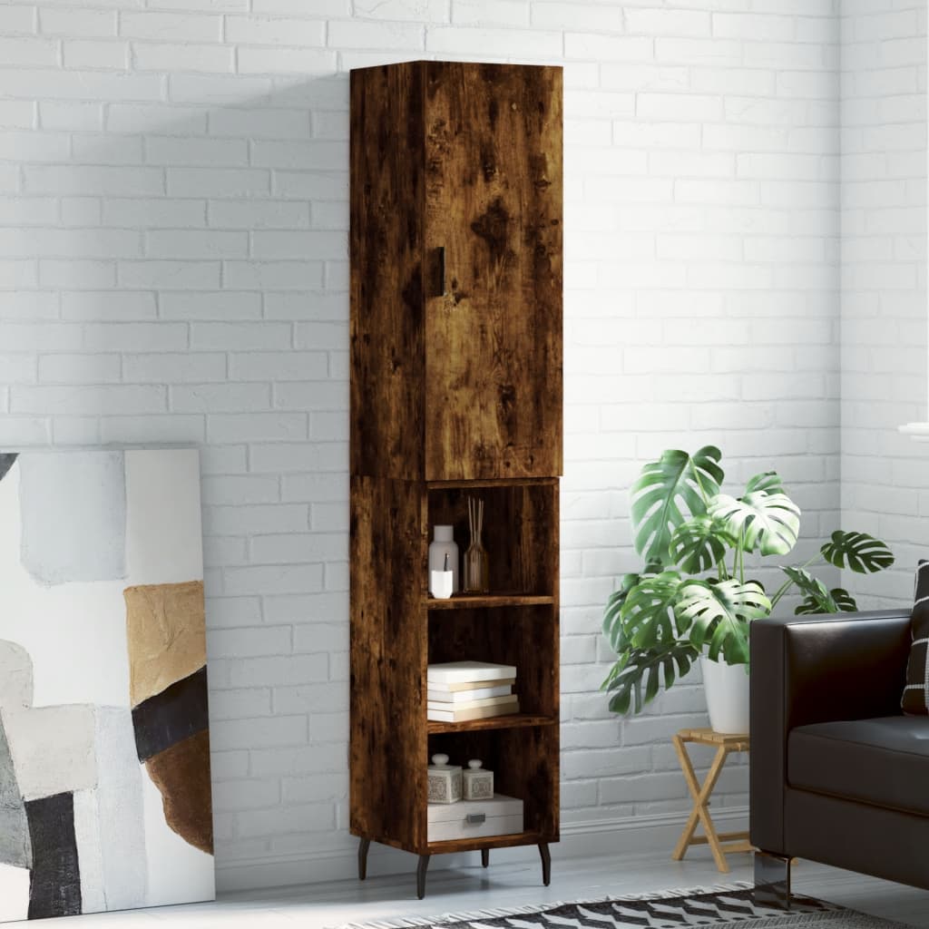 Highboard Smoked Oak 34,5x34x180 cm Engineered Wood