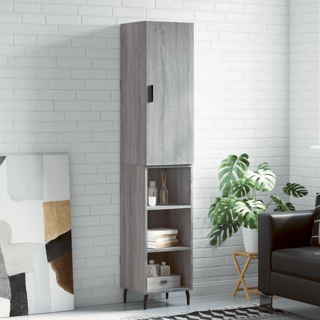 Highboard Grey Sonoma 34,5x34x180 cm Engineered Wood