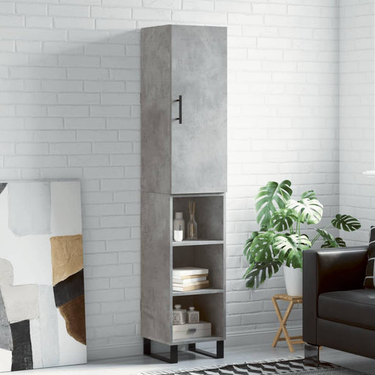 Highboard Concrete Grey 34.5x34x180 cm Engineered Wood
