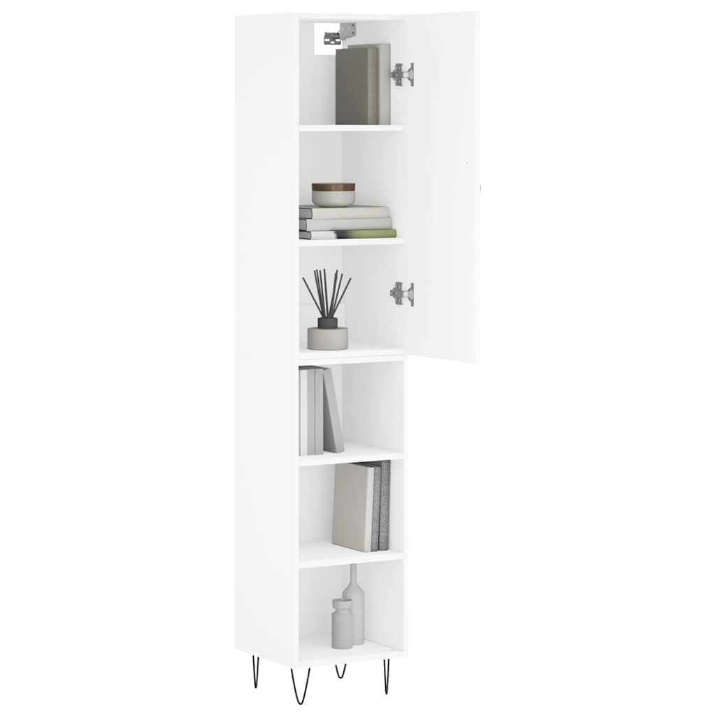 Highboard White 34.5x34x180 cm Engineered Wood