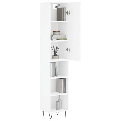 Highboard White 34.5x34x180 cm Engineered Wood