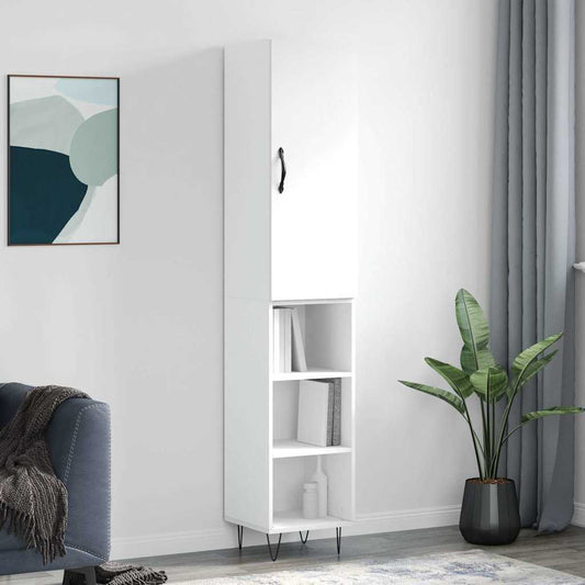 Highboard White 34.5x34x180 cm Engineered Wood