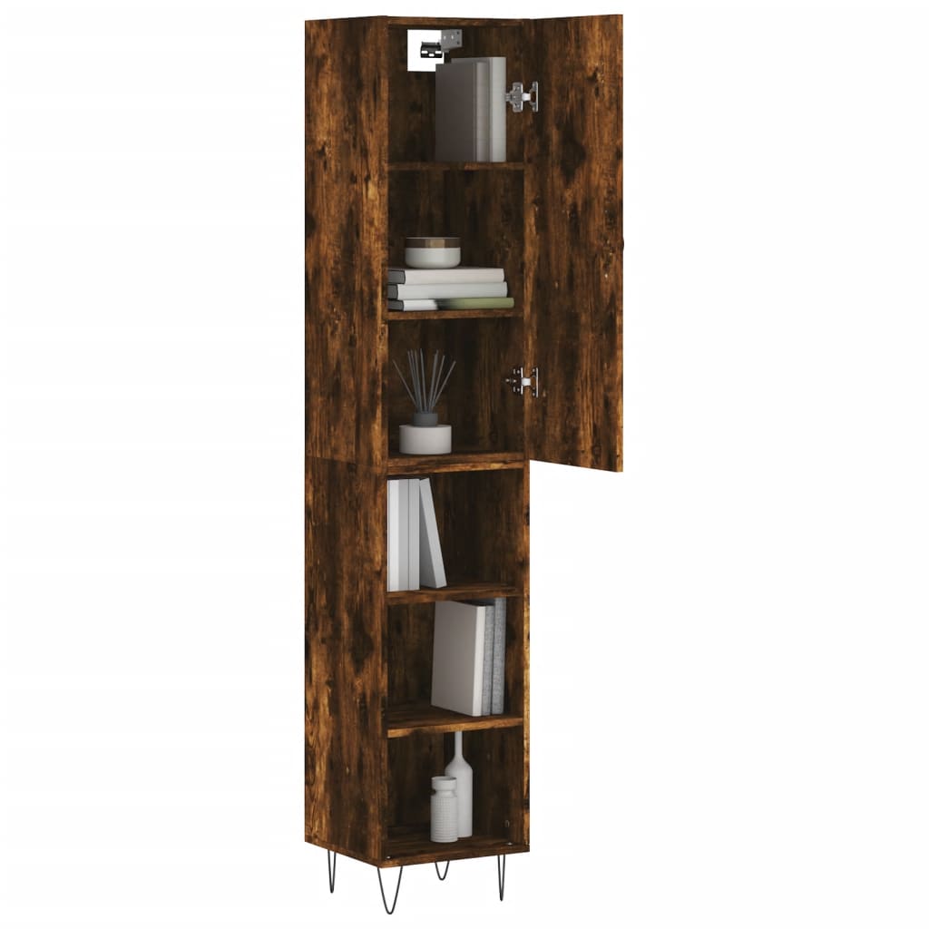 Highboard Smoked Oak 34.5x34x180 cm Engineered Wood
