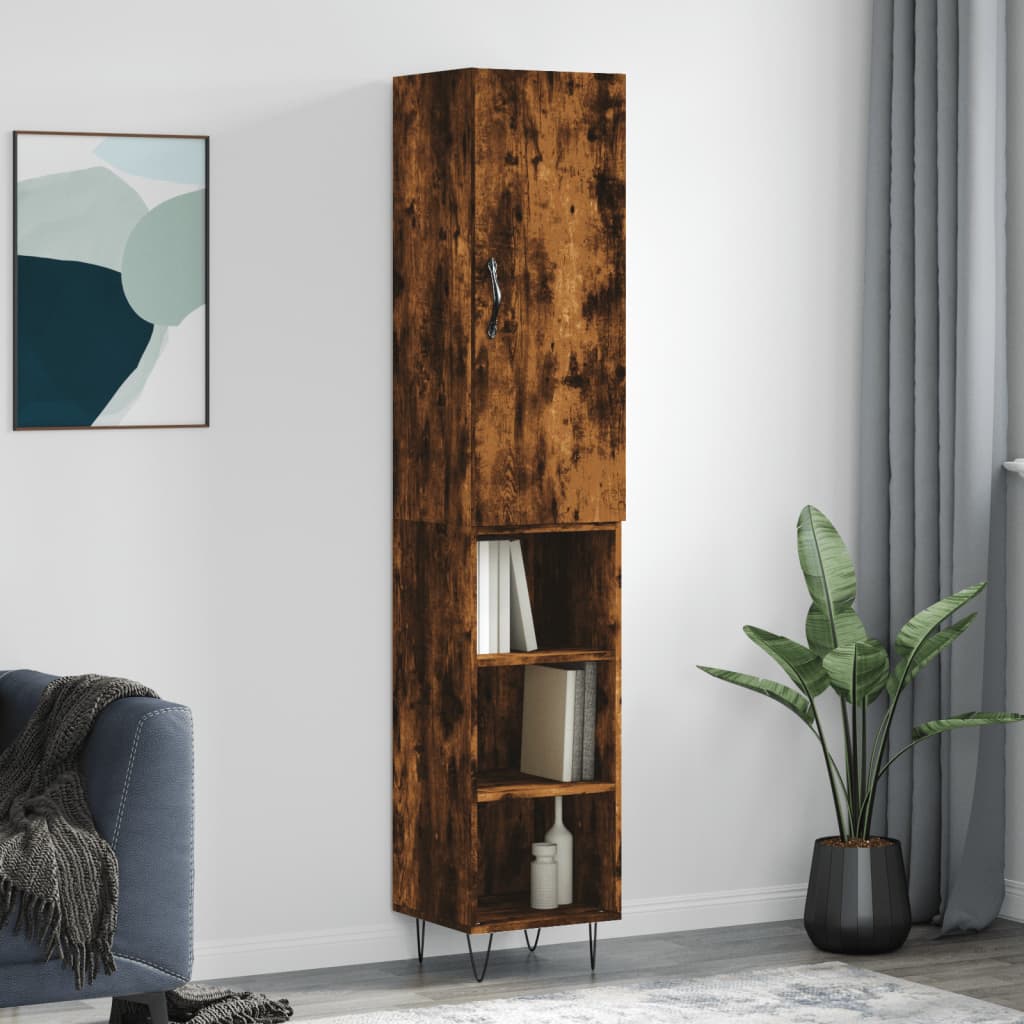 Highboard Smoked Oak 34.5x34x180 cm Engineered Wood