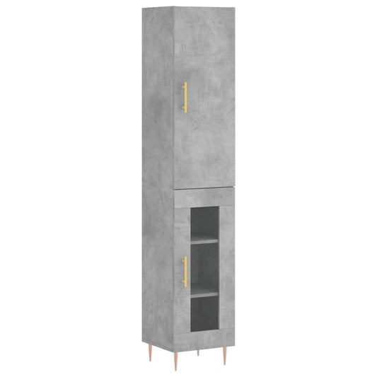 Highboard Concrete Grey 34.5x34x180 cm Engineered Wood
