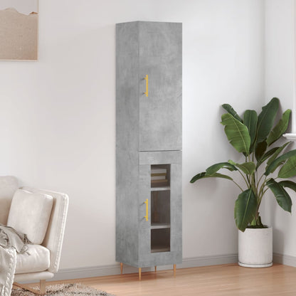 Highboard Concrete Grey 34.5x34x180 cm Engineered Wood