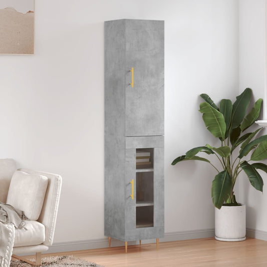 Highboard Concrete Grey 34.5x34x180 cm Engineered Wood