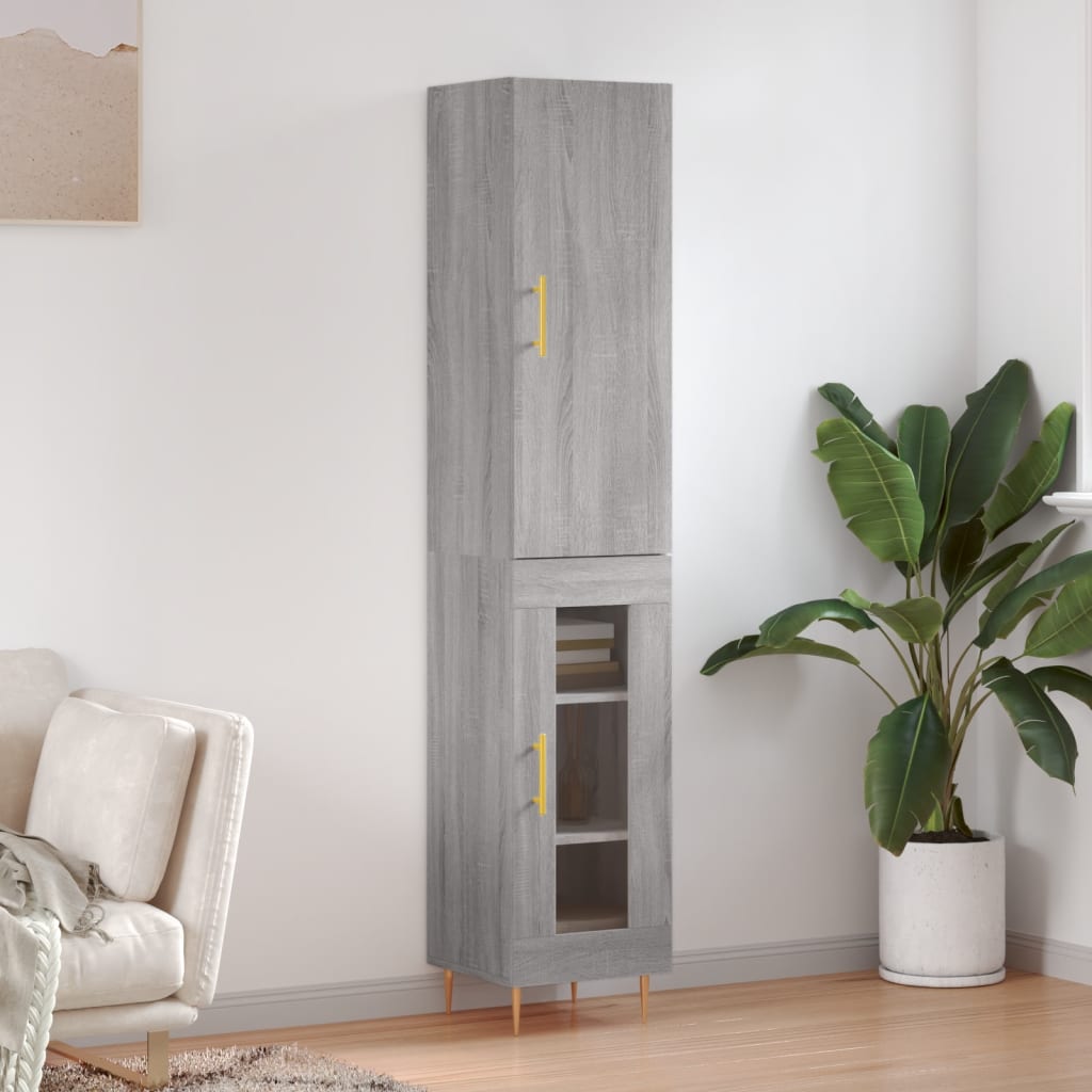 Highboard Grey Sonoma 34.5x34x180 cm Engineered Wood