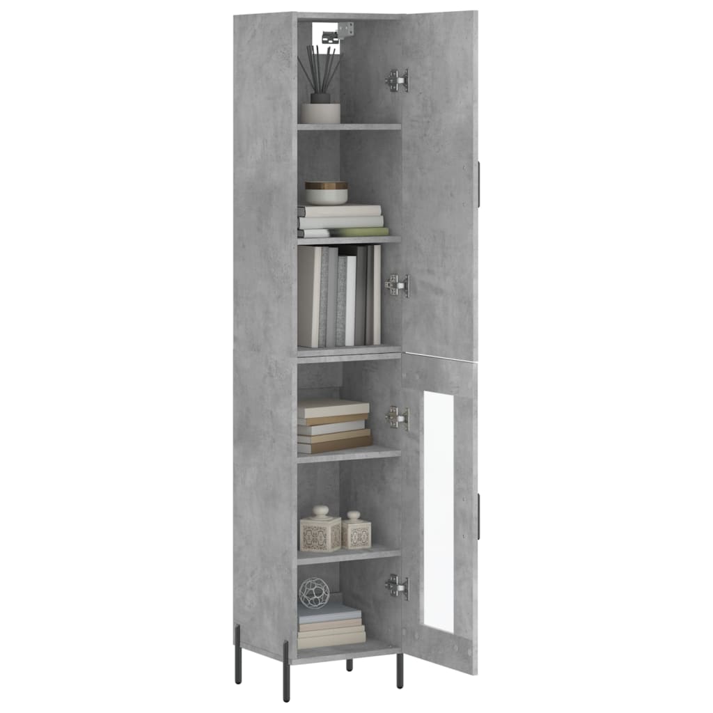 Highboard Concrete Grey 34,5x34x180 cm Engineered Wood