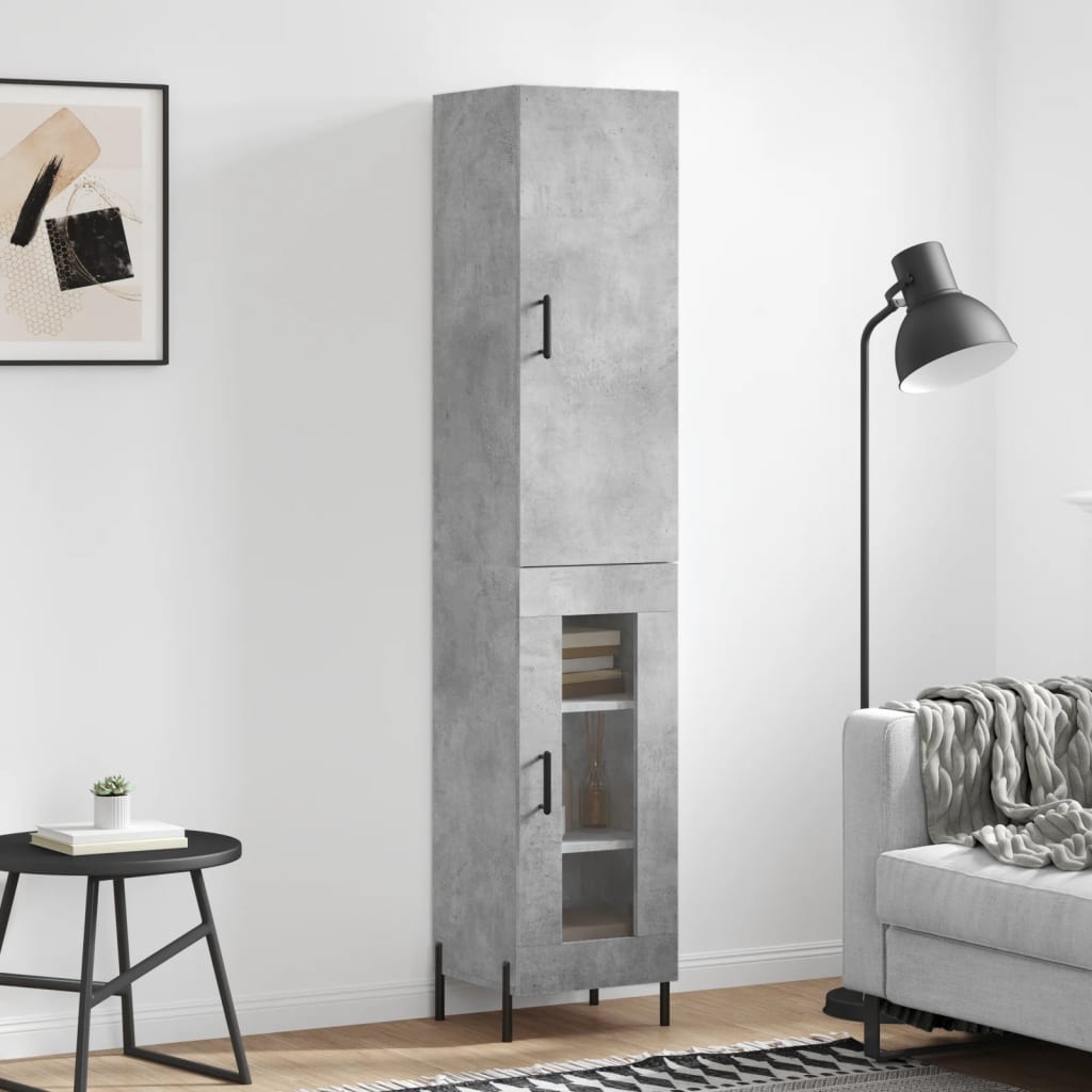 Highboard Concrete Grey 34,5x34x180 cm Engineered Wood
