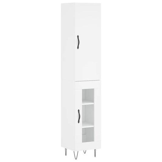 Highboard White 34.5x34x180 cm Engineered Wood