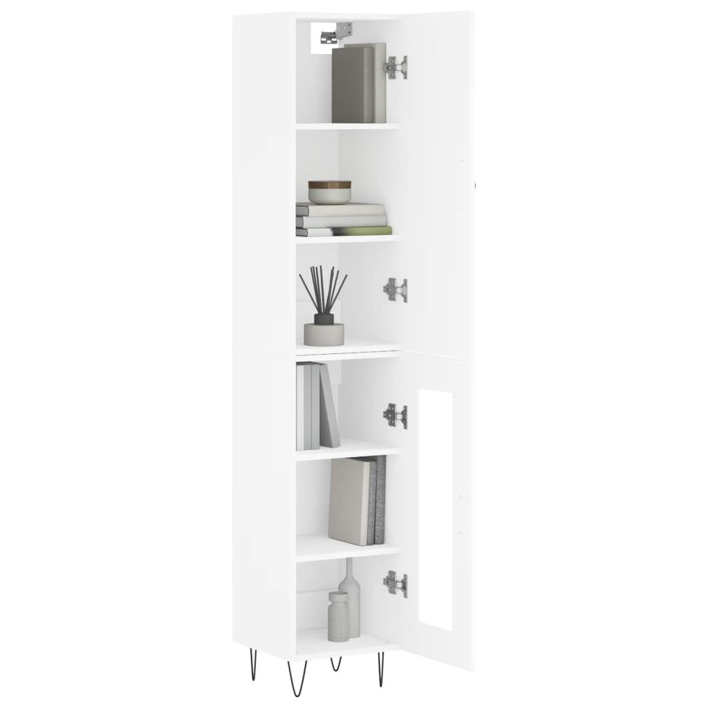 Highboard White 34.5x34x180 cm Engineered Wood
