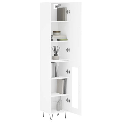 Highboard White 34.5x34x180 cm Engineered Wood