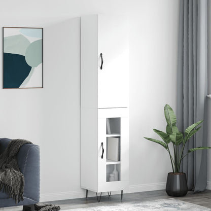 Highboard White 34.5x34x180 cm Engineered Wood