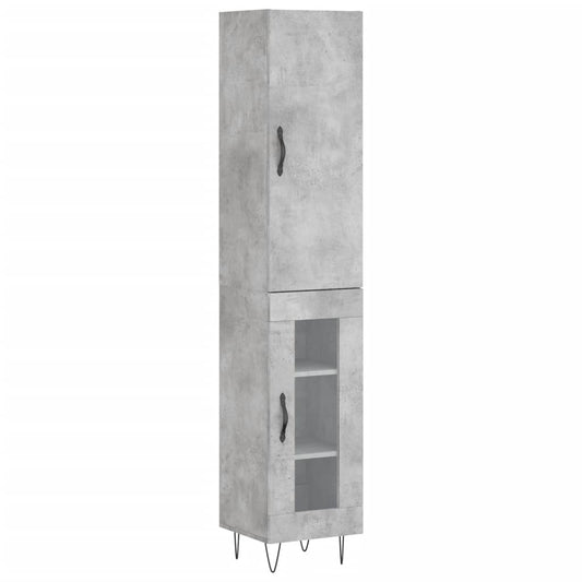 Highboard Concrete Grey 34.5x34x180 cm Engineered Wood