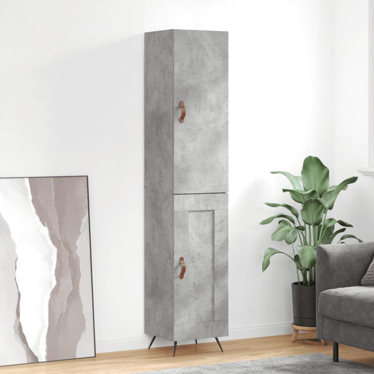 Highboard Concrete Grey 34.5x34x180 cm Engineered Wood