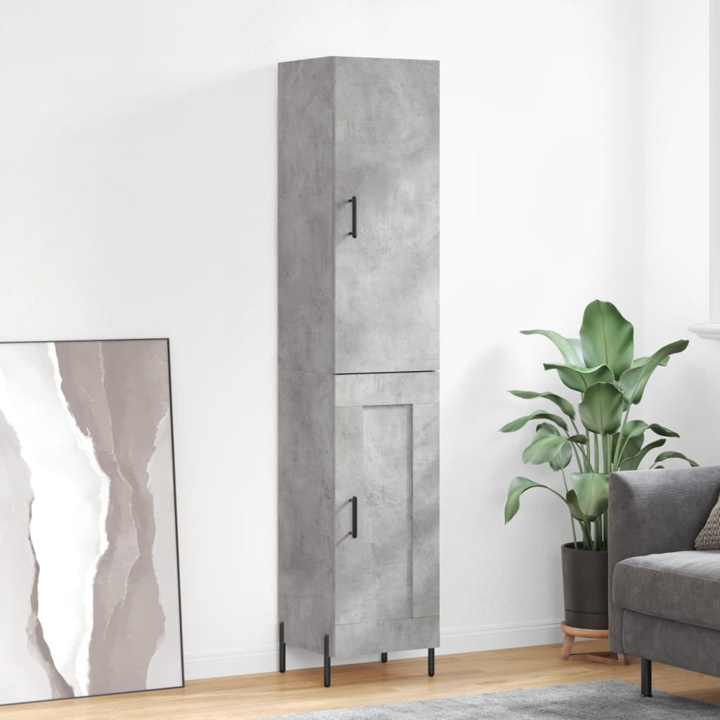 Highboard Concrete Grey 34,5x34x180 cm Engineered Wood