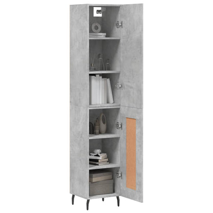 Highboard Concrete Grey 34,5x34x180 cm Engineered Wood