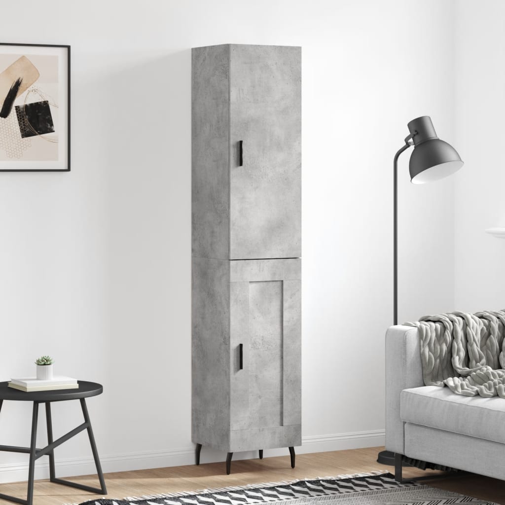 Highboard Concrete Grey 34,5x34x180 cm Engineered Wood