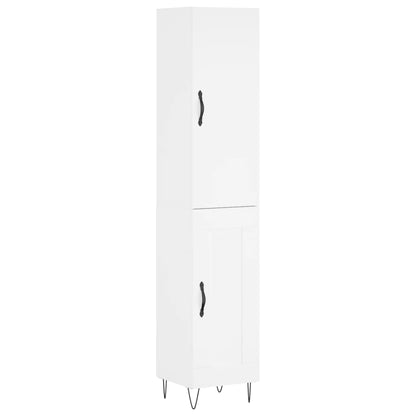 Highboard White 34.5x34x180 cm Engineered Wood