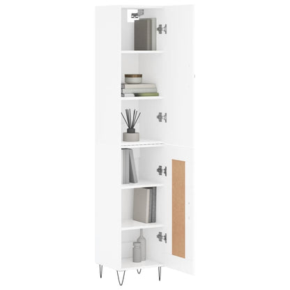 Highboard White 34.5x34x180 cm Engineered Wood