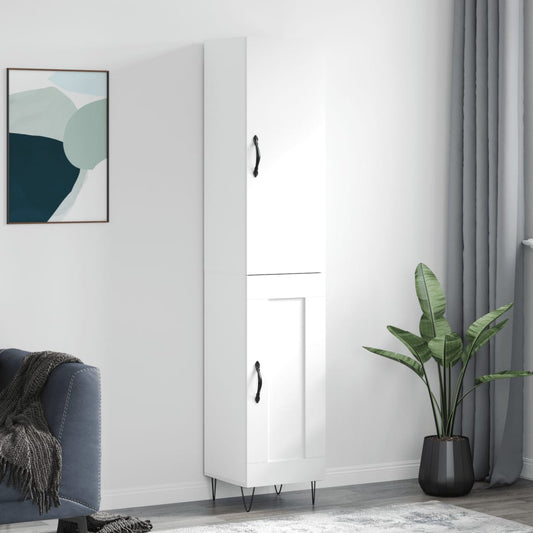 Highboard White 34.5x34x180 cm Engineered Wood