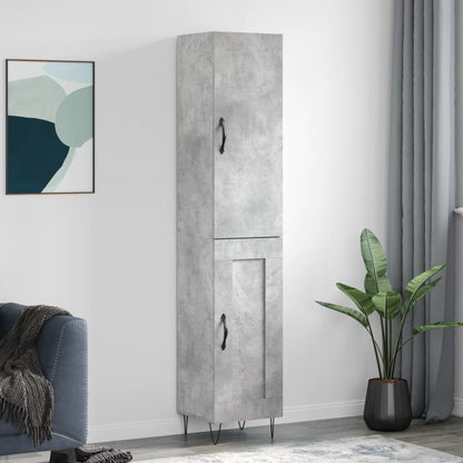 Highboard Concrete Grey 34.5x34x180 cm Engineered Wood