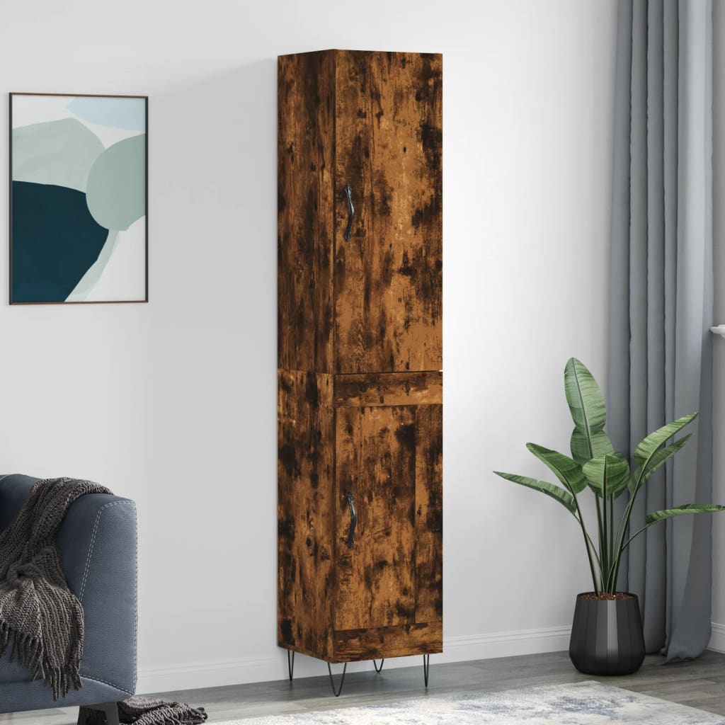 Highboard Smoked Oak 34.5x34x180 cm Engineered Wood