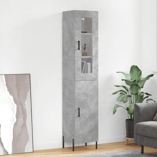 Highboard Concrete Grey 34,5x34x180 cm Engineered Wood