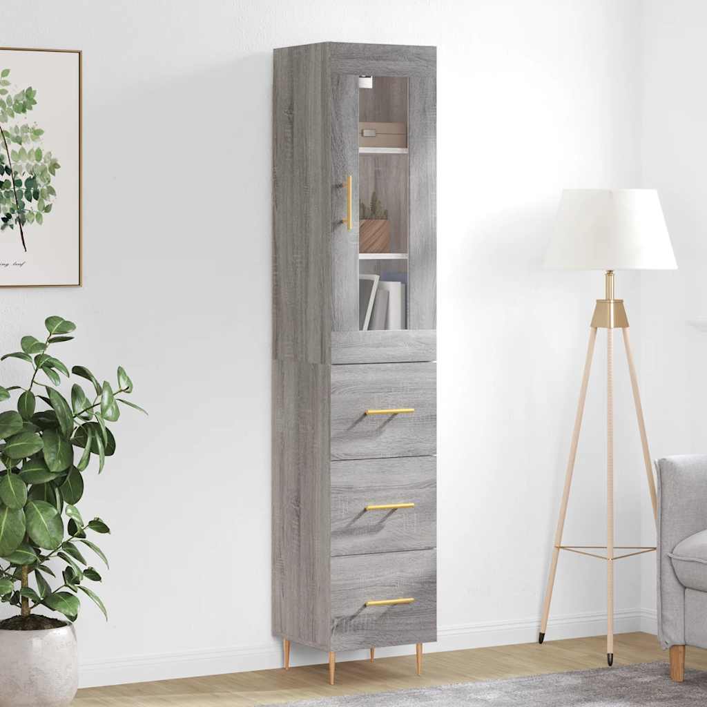 Highboard Grey Sonoma 34.5x34x180 cm Engineered Wood
