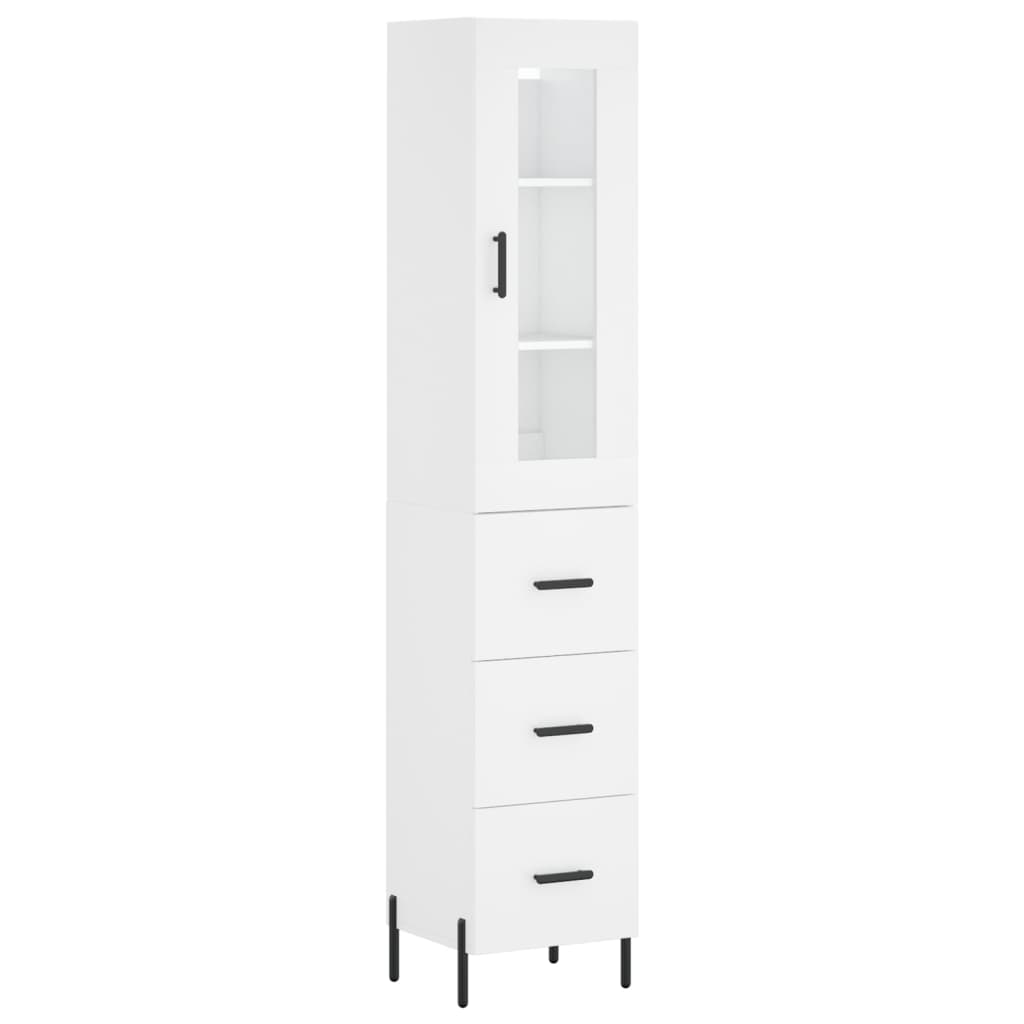 Highboard White 34,5x34x180 cm Engineered Wood