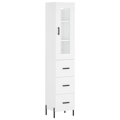 Highboard White 34,5x34x180 cm Engineered Wood