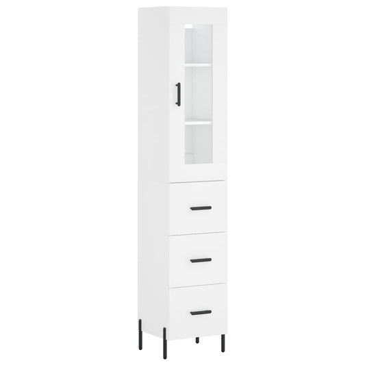 Highboard White 34,5x34x180 cm Engineered Wood