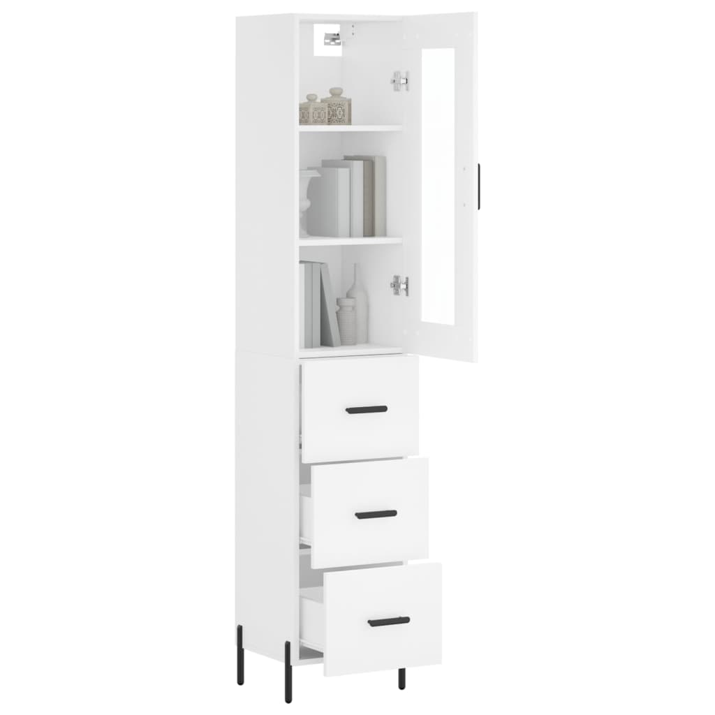 Highboard White 34,5x34x180 cm Engineered Wood