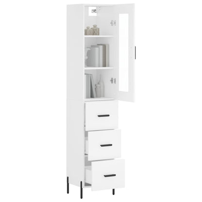 Highboard White 34,5x34x180 cm Engineered Wood